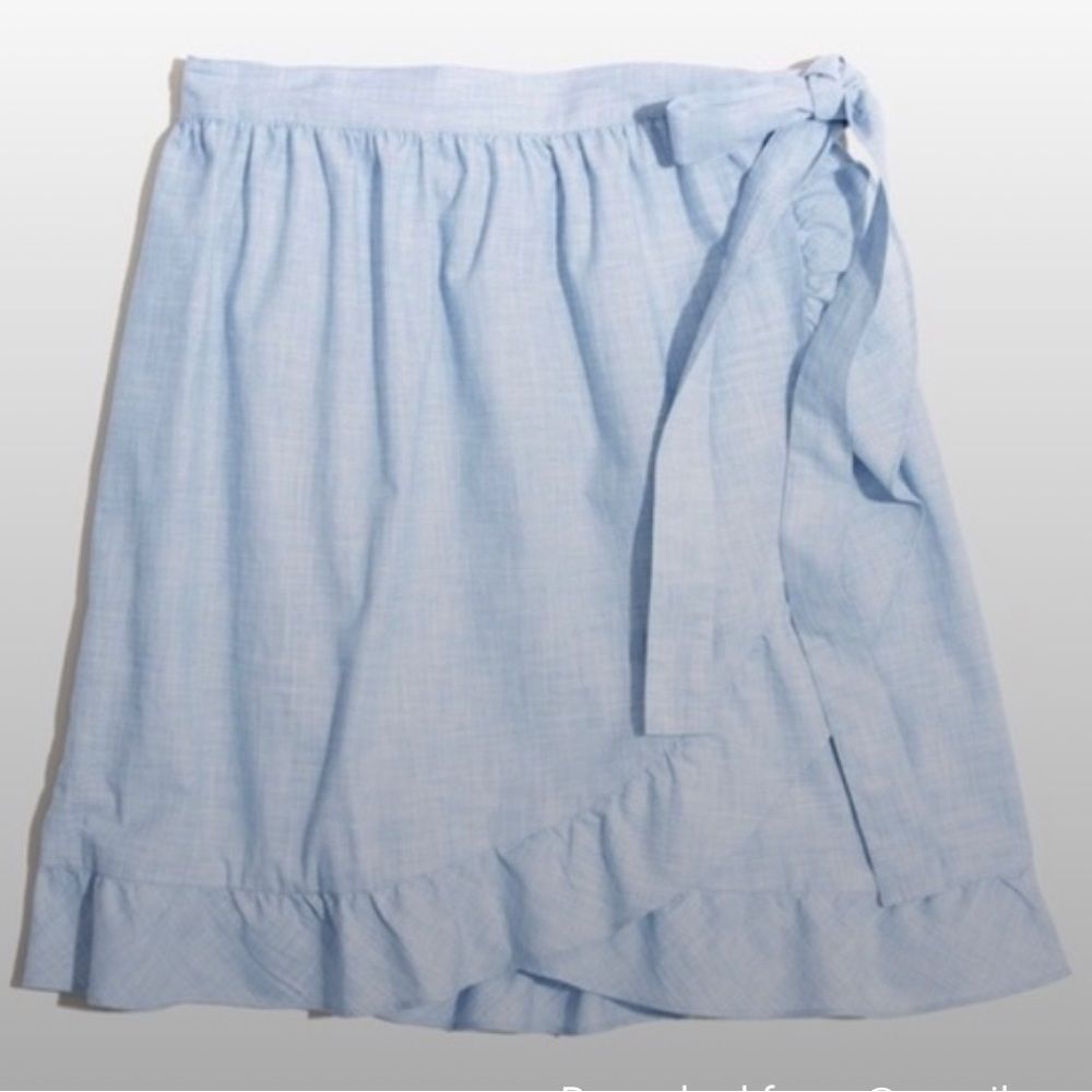 Madewell Blue Ruffle Wrap Mini-Skirt